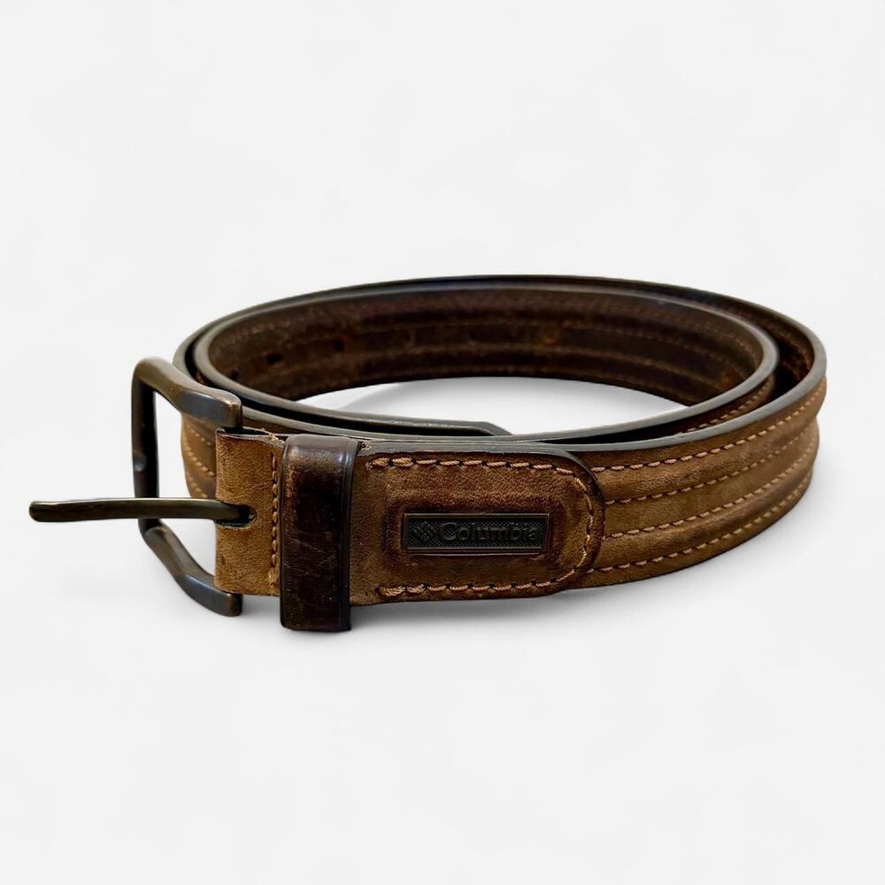 Columbia Sportswear Men's Size 42 Brown Leather Belt w/Stitching